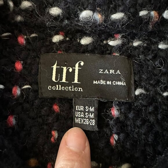 Zara Trf Collection Womens Tweed Jacket S/M Black Wool & Acrylic Blend - Picture 4 of 7